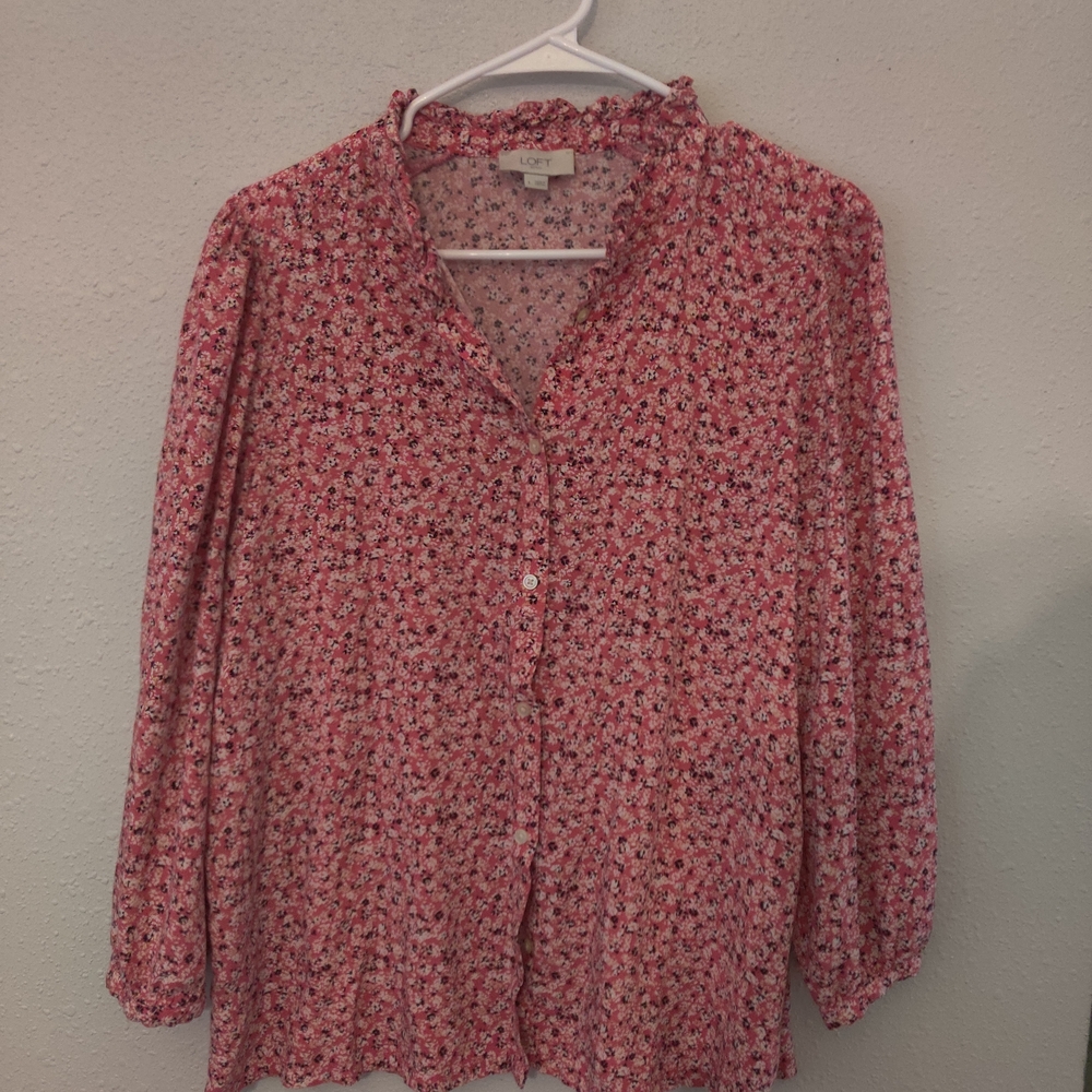 LOFT Pink Patterned Blouse